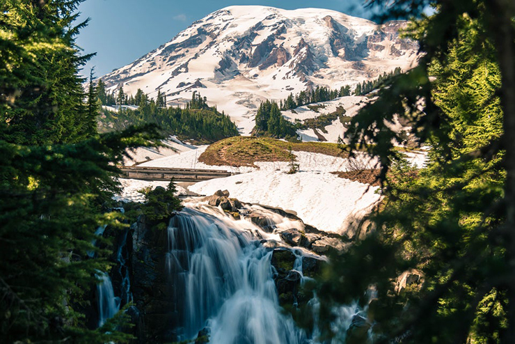 Myrtle falls waterfall Washington state 