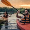 summer travel water kanoe stock